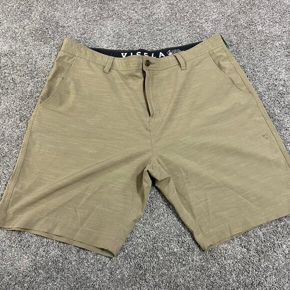 Vissla Upcycled Poly Cotton Stretch Hybrid Chino Board Shorts Beige Mens size 38 - Picture 1 of 5